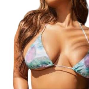 Prettylittlething Multi Water Print Triangle Bikini Top Size 0 New